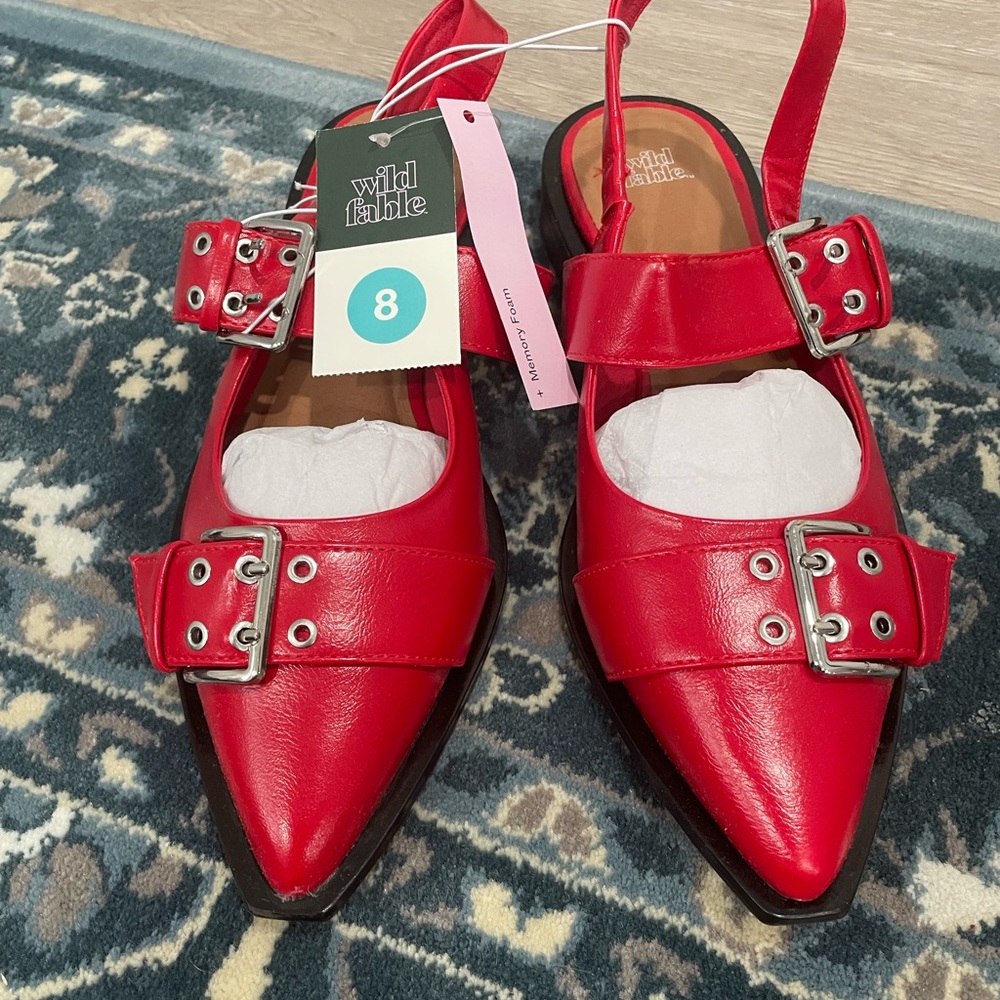 Wild Fable Red Heeled Slingback Shoes